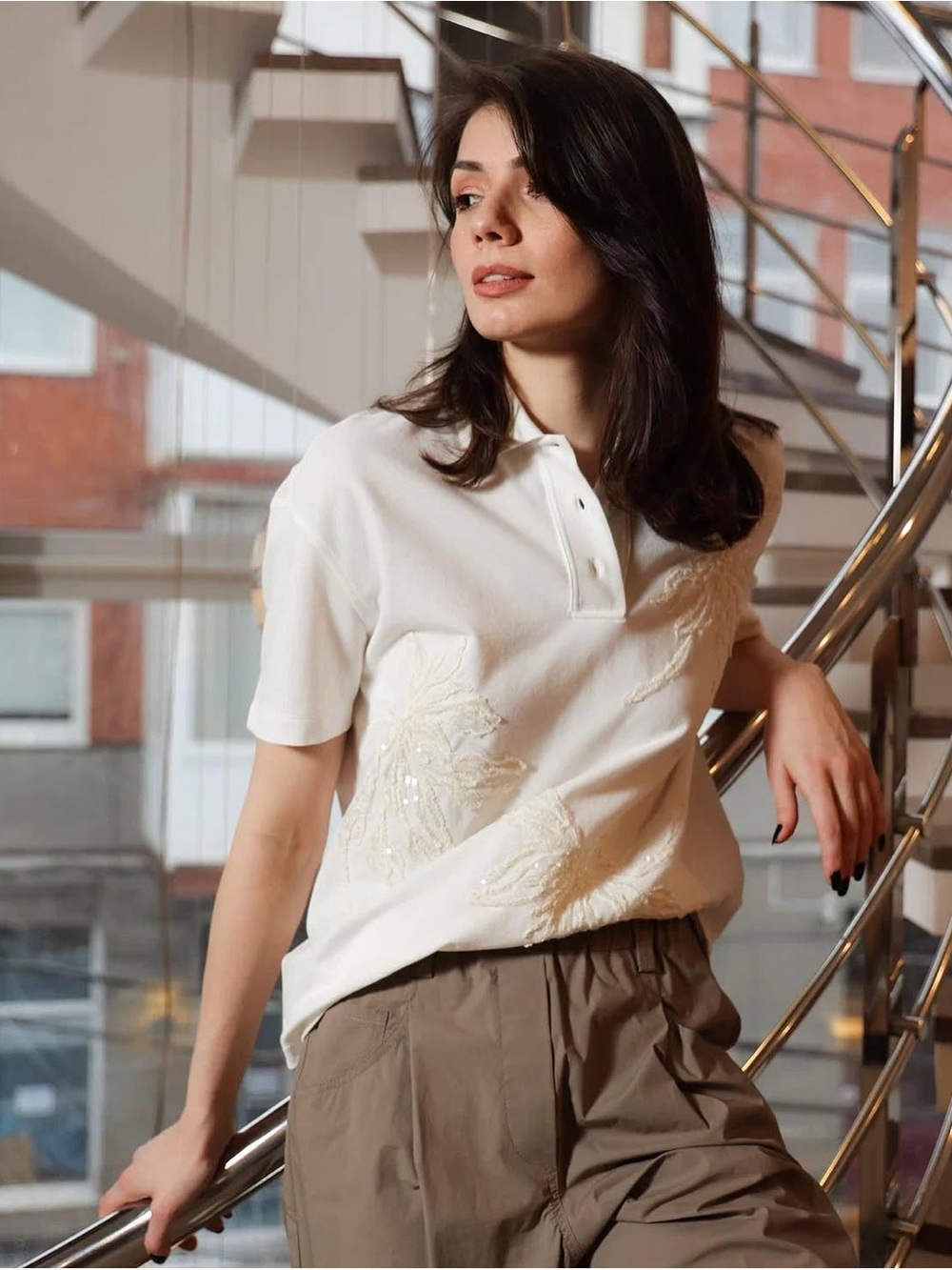 Brunello Cucinelli Cream Knit Polo